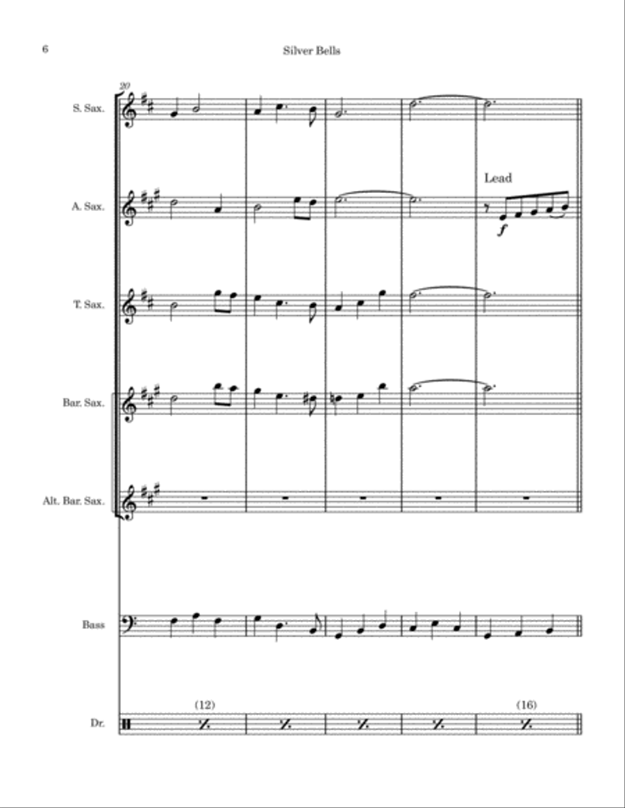 Silver Bells Saxophone Quartet scores gallery preview page 6
