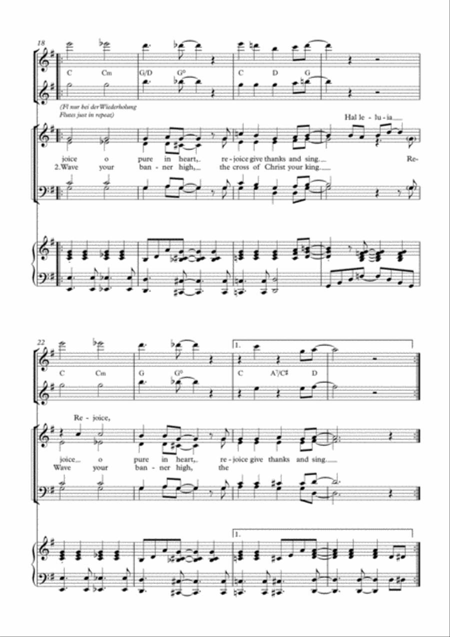 Jubilate Deo, rhythmical gospel setting for SATB, piano and optional 2 flutes 4-Part scores gallery preview page 3