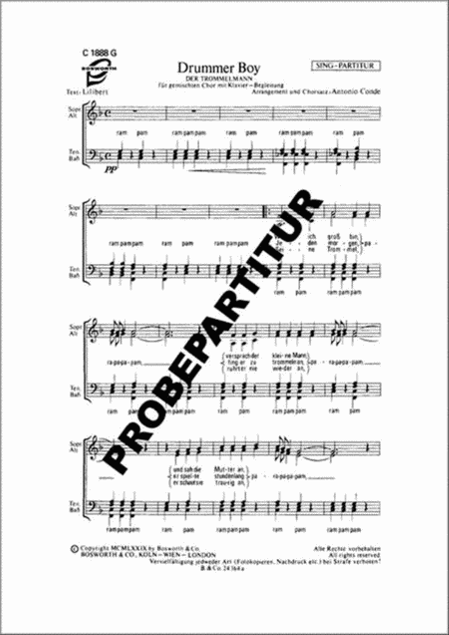Drummer Boy Mixed Choir scores gallery preview page 1