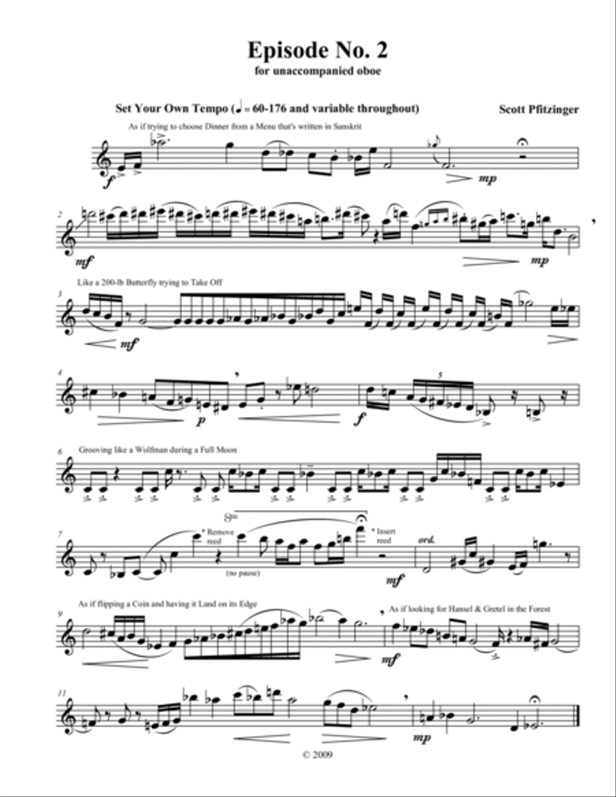 Six Episodes for Unaccompanied Oboe Oboe Solo scores gallery preview page 2