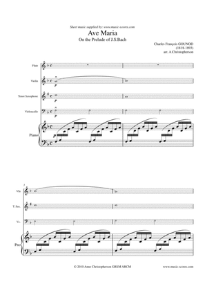 Ave Maria - Flute, Violin, Tenor Saxophone, Cello and Piano (Fma)