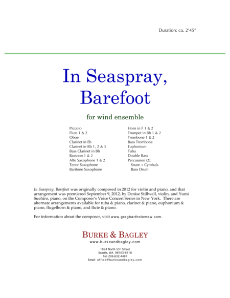 In Seaspray, Barefoot, for Wind Ensemble image number null