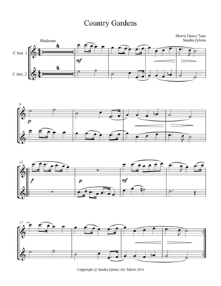 Country Gardens (treble C instrument duet, parts only)