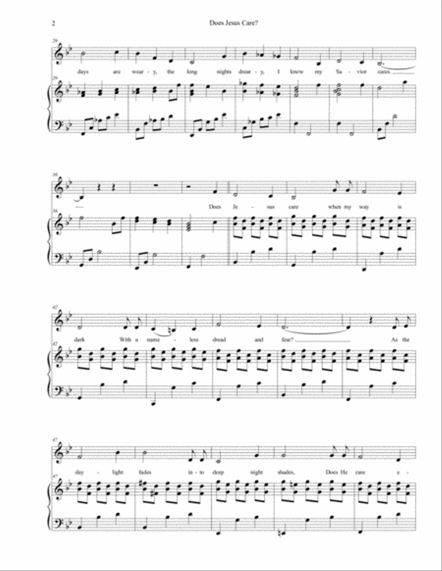 Does Jesus Care? Medium Voice scores gallery preview page 4