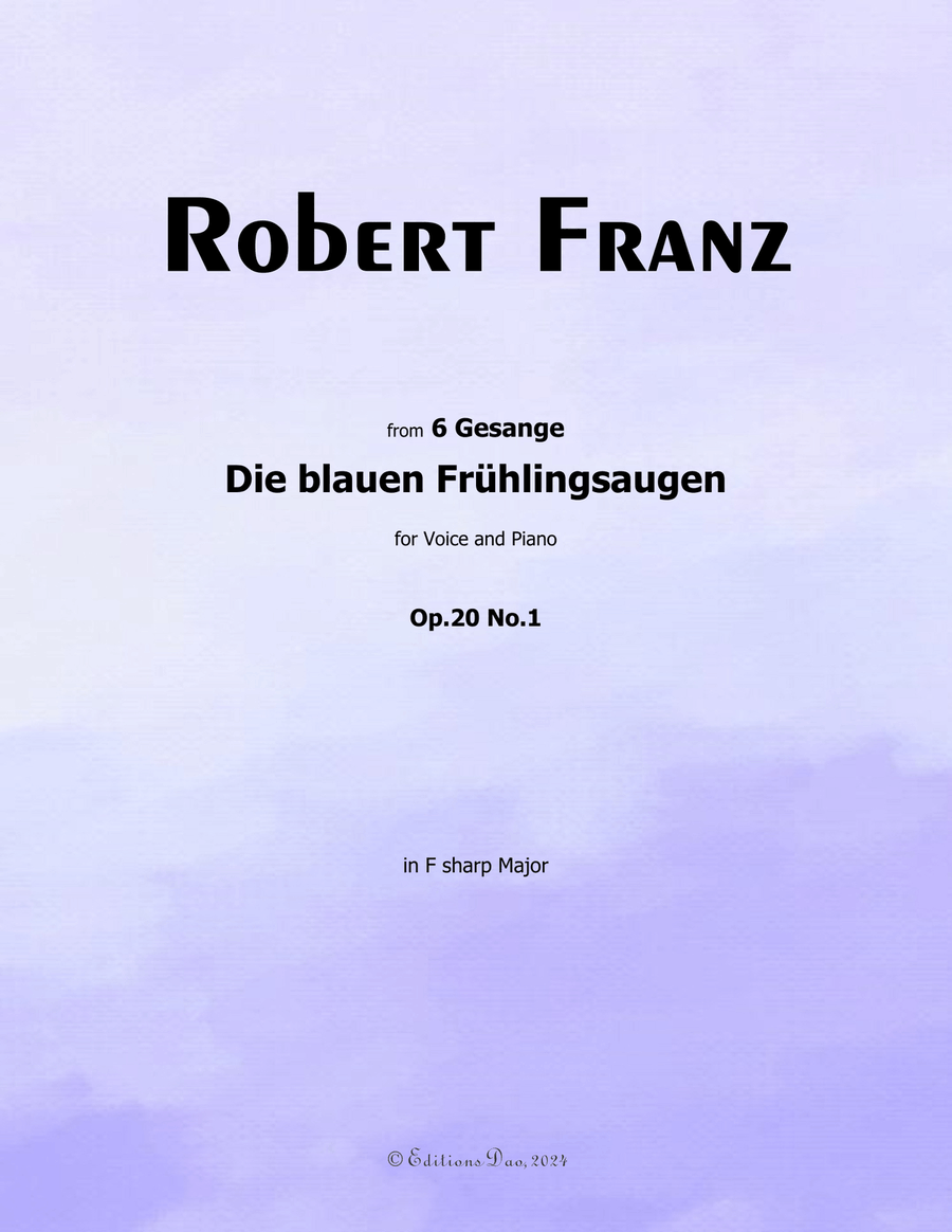 Die blauen Fruhlingsaugen, by Robert Franz, in F sharp Major Voice scores gallery preview page 1