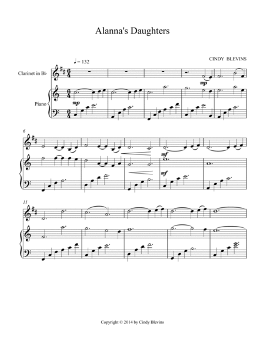 Alanna's Daughters, for Harp and Clarinet Clarinet scores gallery preview page 2