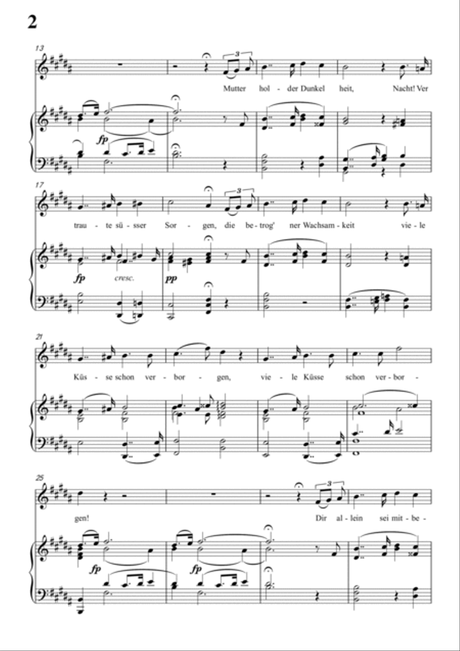 Schubert-Die Nacht in B D.358,for Vocal and Piano Voice scores gallery preview page 3
