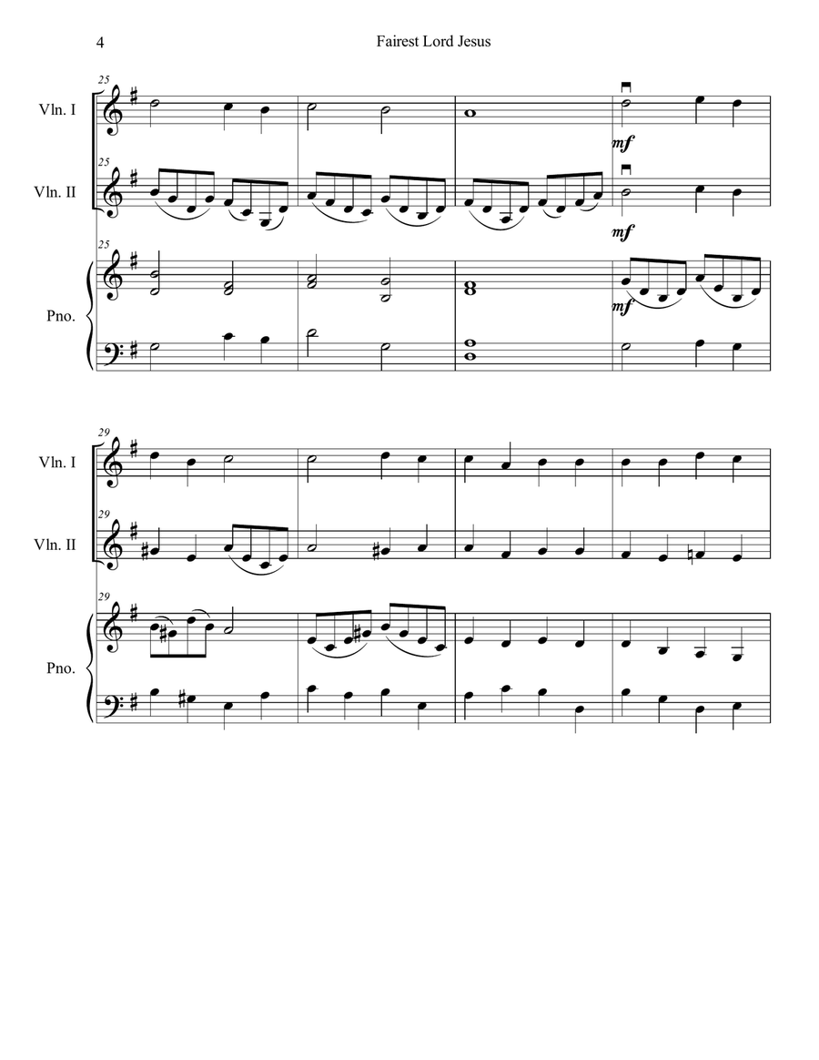Fairest Lord Jesus String Duet scores gallery preview page 4