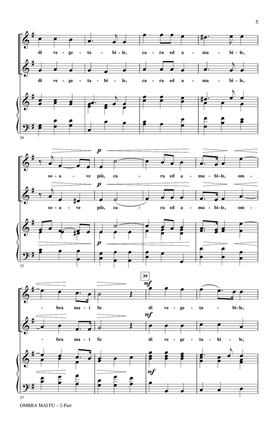 Ombra Mai Fu (from Serse) (arr. Henry Leck) 2-Part scores gallery preview page 3