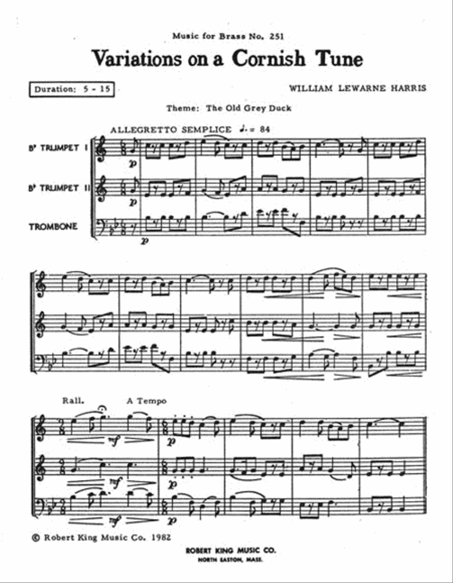 Variations On A Cornish Tune (brass Trio) Brass Trio scores gallery preview page 3