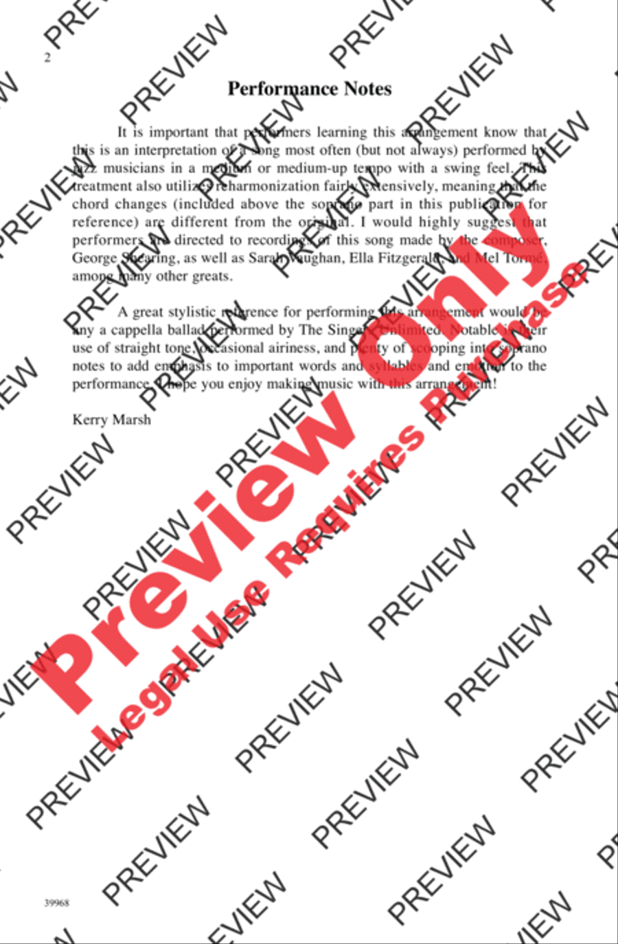 Lullaby of Birdland 4-Part scores gallery preview page 2