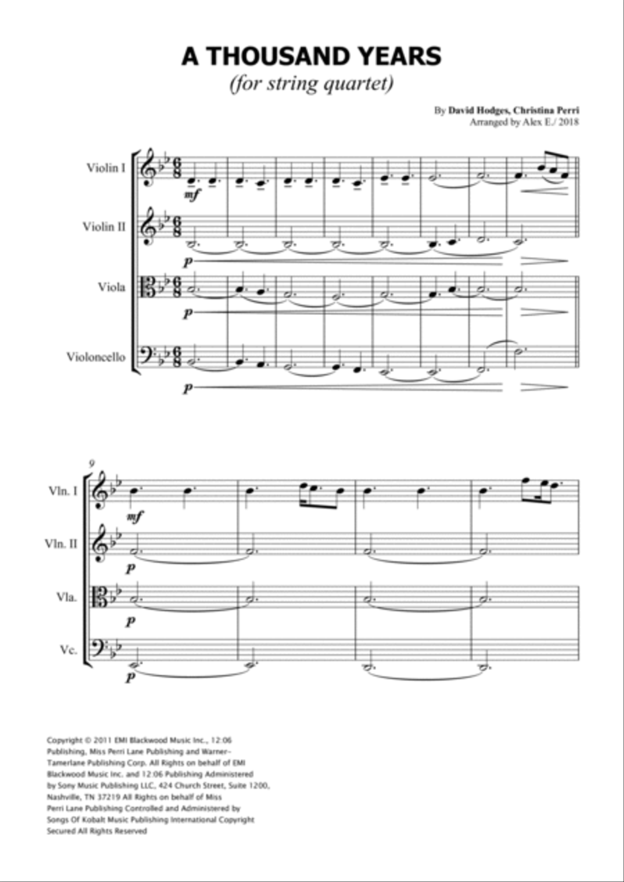 A Thousand Years String Quartet scores gallery preview page 3