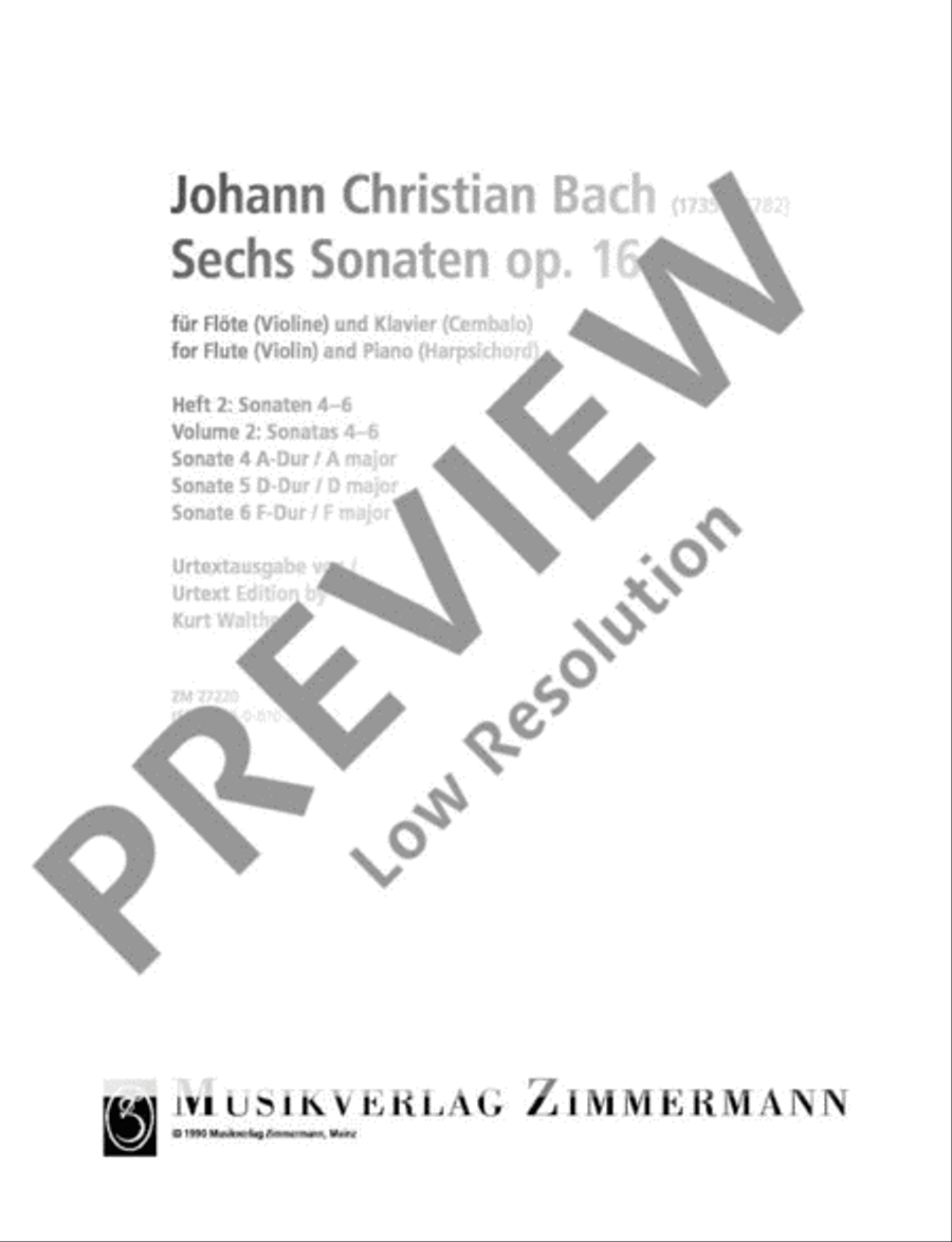Six Sonatas Flute scores gallery preview page 2