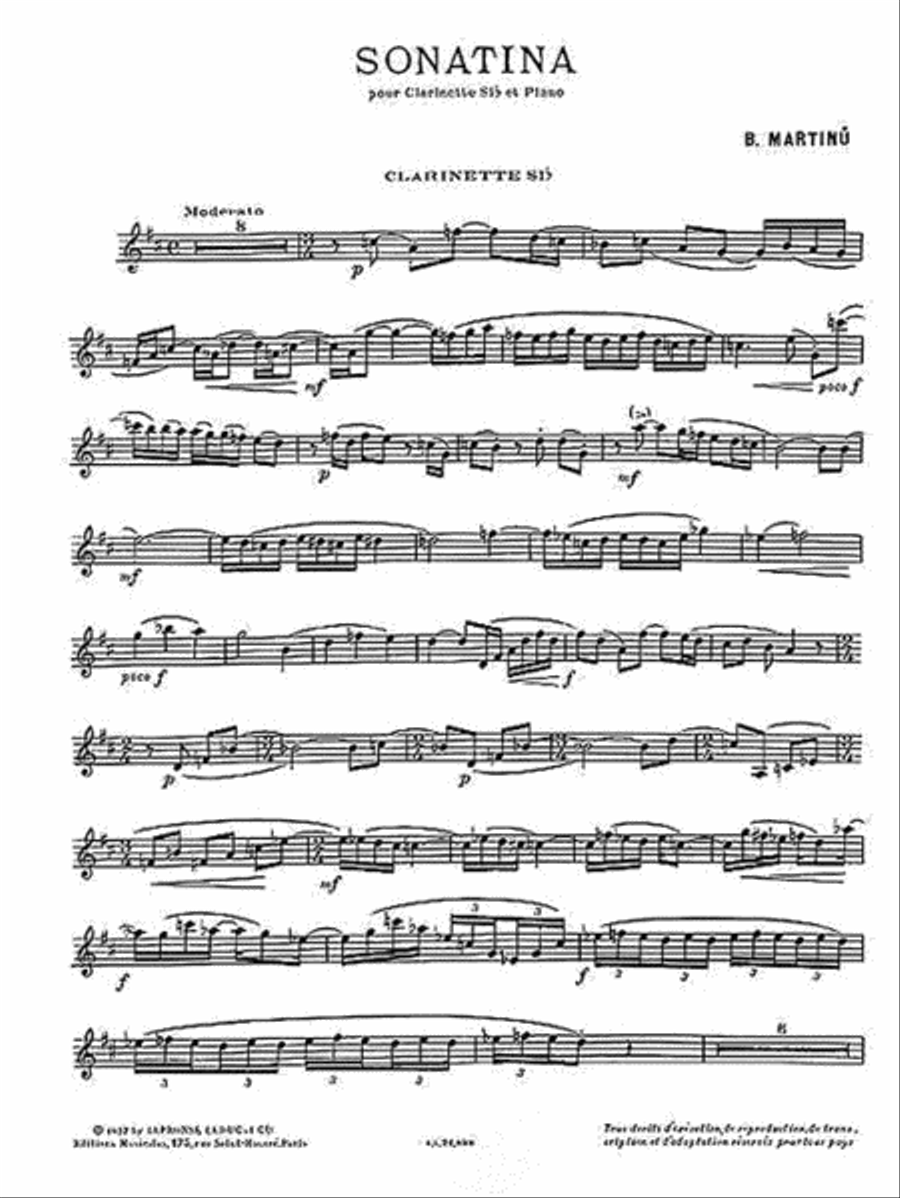 Sonatina Pour Clarinette et Piano Clarinet Solo scores gallery preview page 2