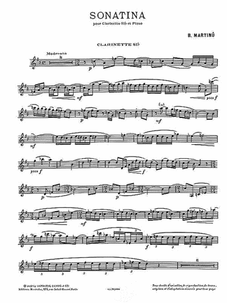 Sonatina Pour Clarinette et Piano