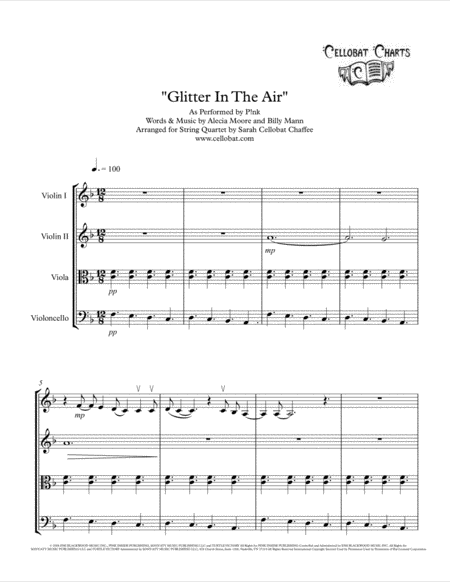 Glitter In The Air - String Quartet - P!nk arr. Cellobat - Recording Available! image number null