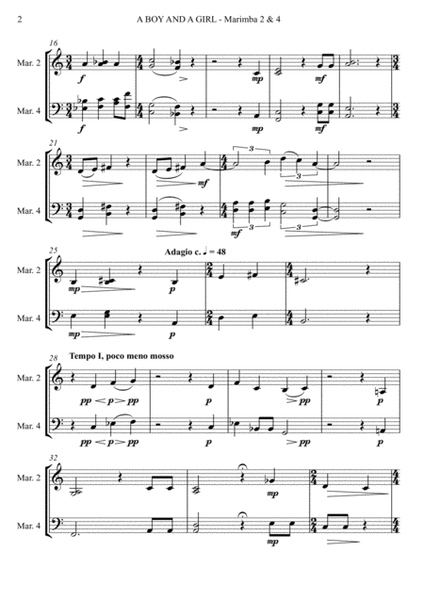 A Boy And A Girl for Marimba Quartet (arr. Joby Burgess) - MARIMBA 2 & 4