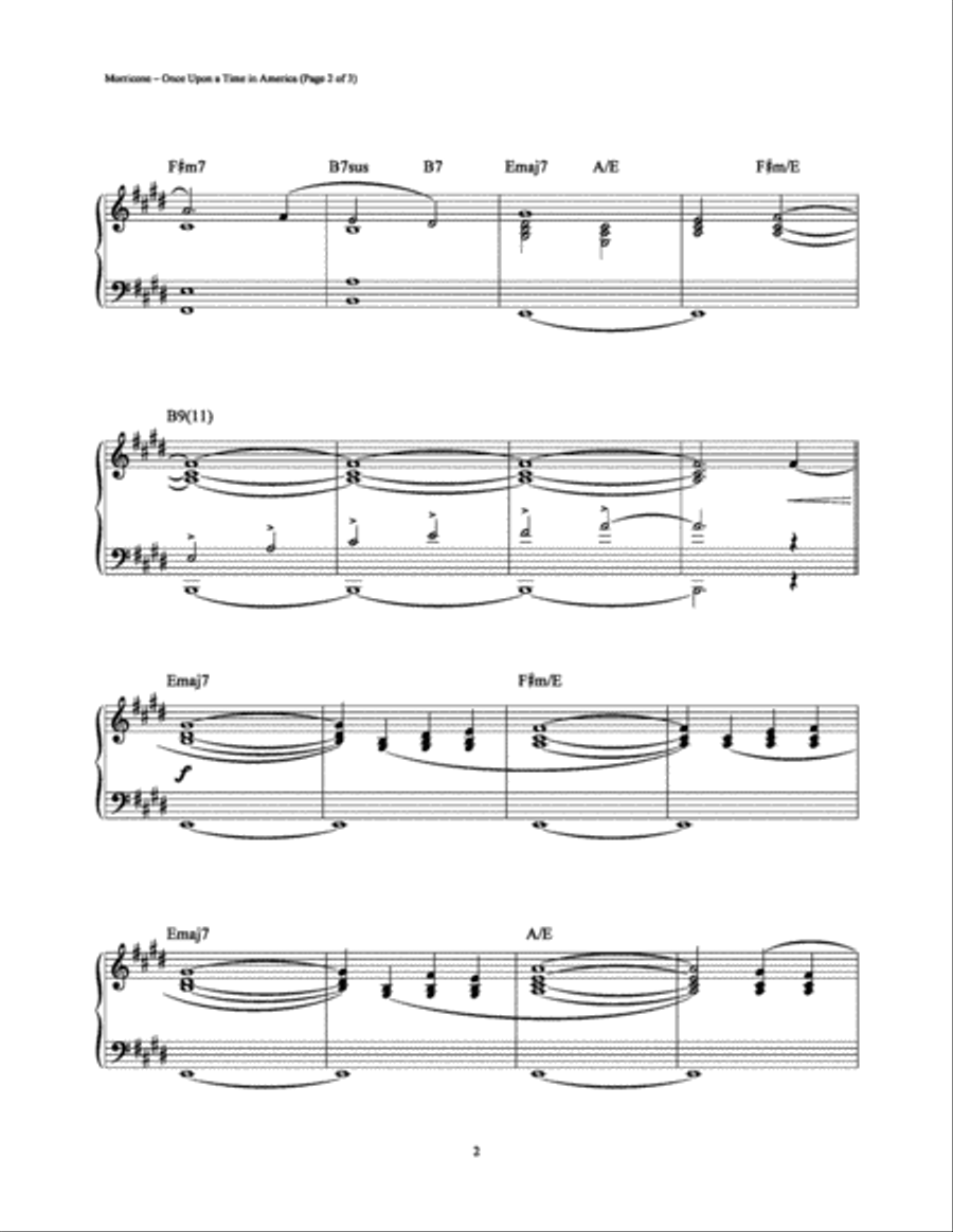 Once Upon a Time in America (Main Theme) Piano Solo scores gallery preview page 2