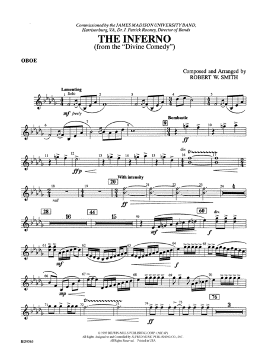 The Inferno: Oboe Concert Band scores gallery preview page 1