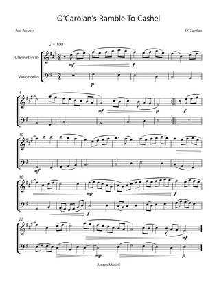 Book cover for o'carolan ramble to cashel - clarinet and cello sheet music turlough'o carolan