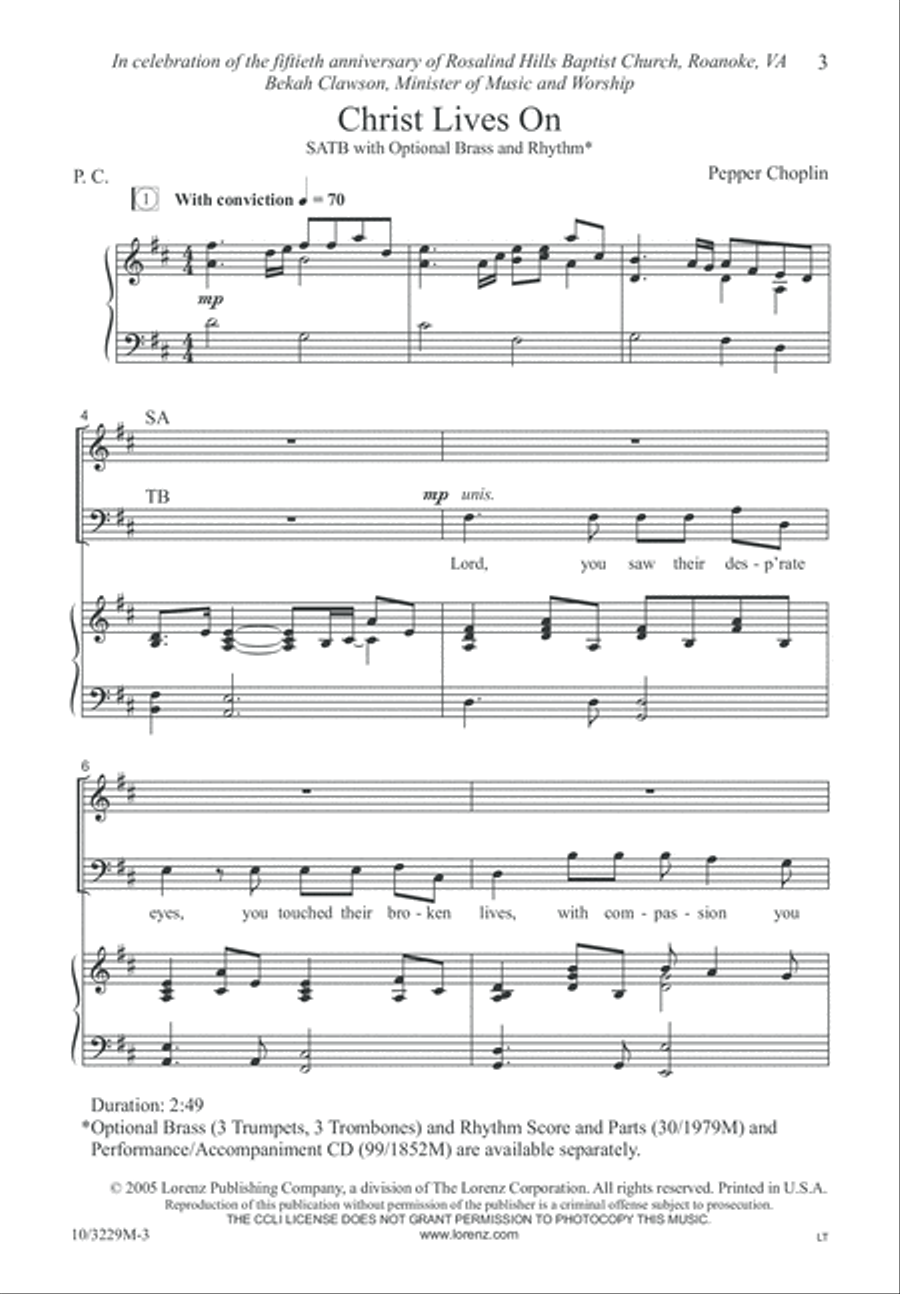 Christ Lives On 4-Part scores gallery preview page 3