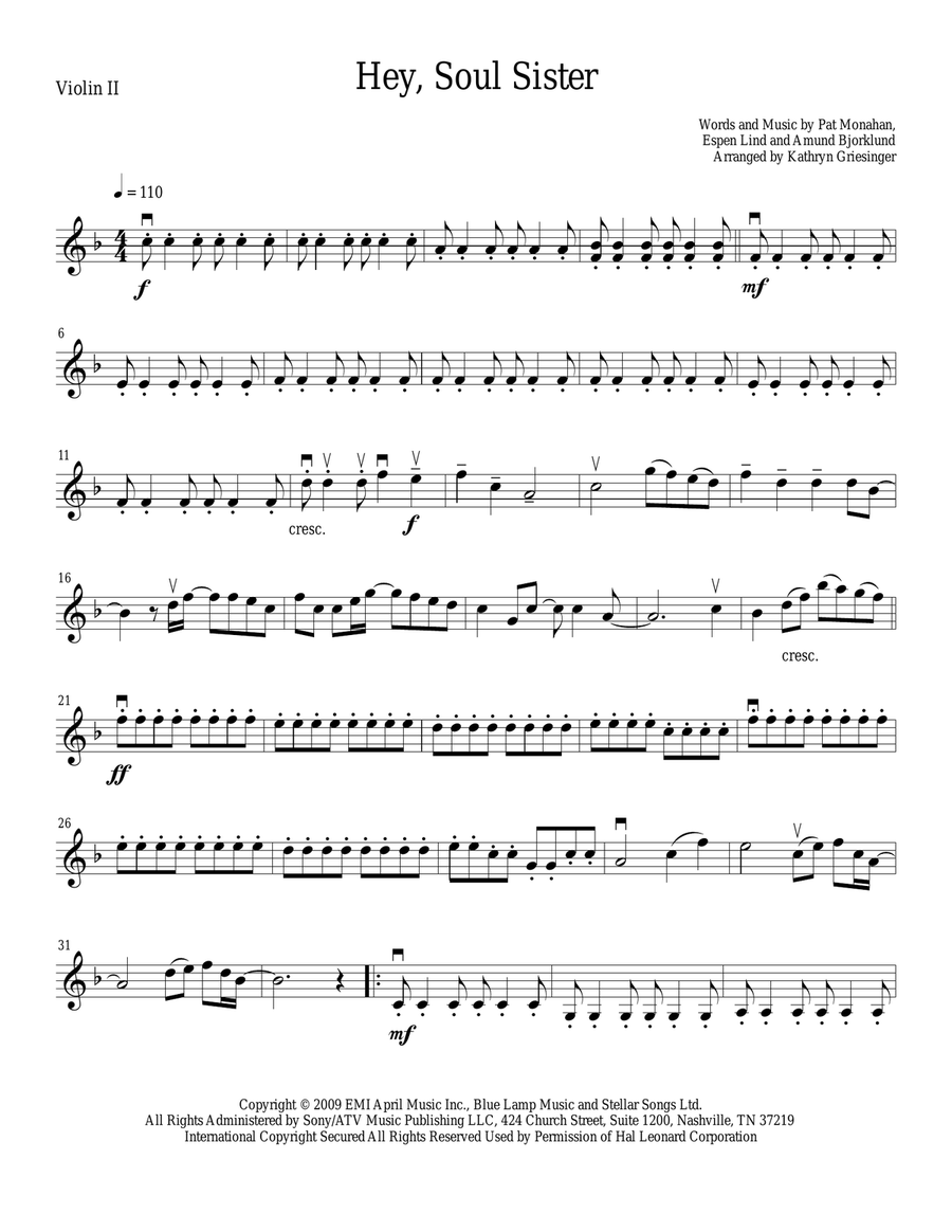 Hey, Soul Sister String Quartet scores gallery preview page 3