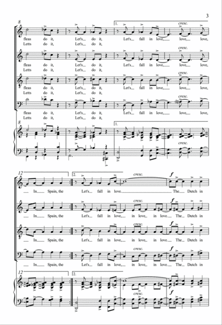 Let's Do It (Let's Fall In Love) 4-Part scores gallery preview page 3