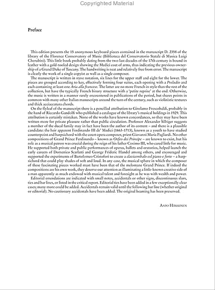 The Medici Harpsichord Book. 15 Anonymous Keyboard Pieces (late 17th century) Harpsichord scores gallery preview page 5