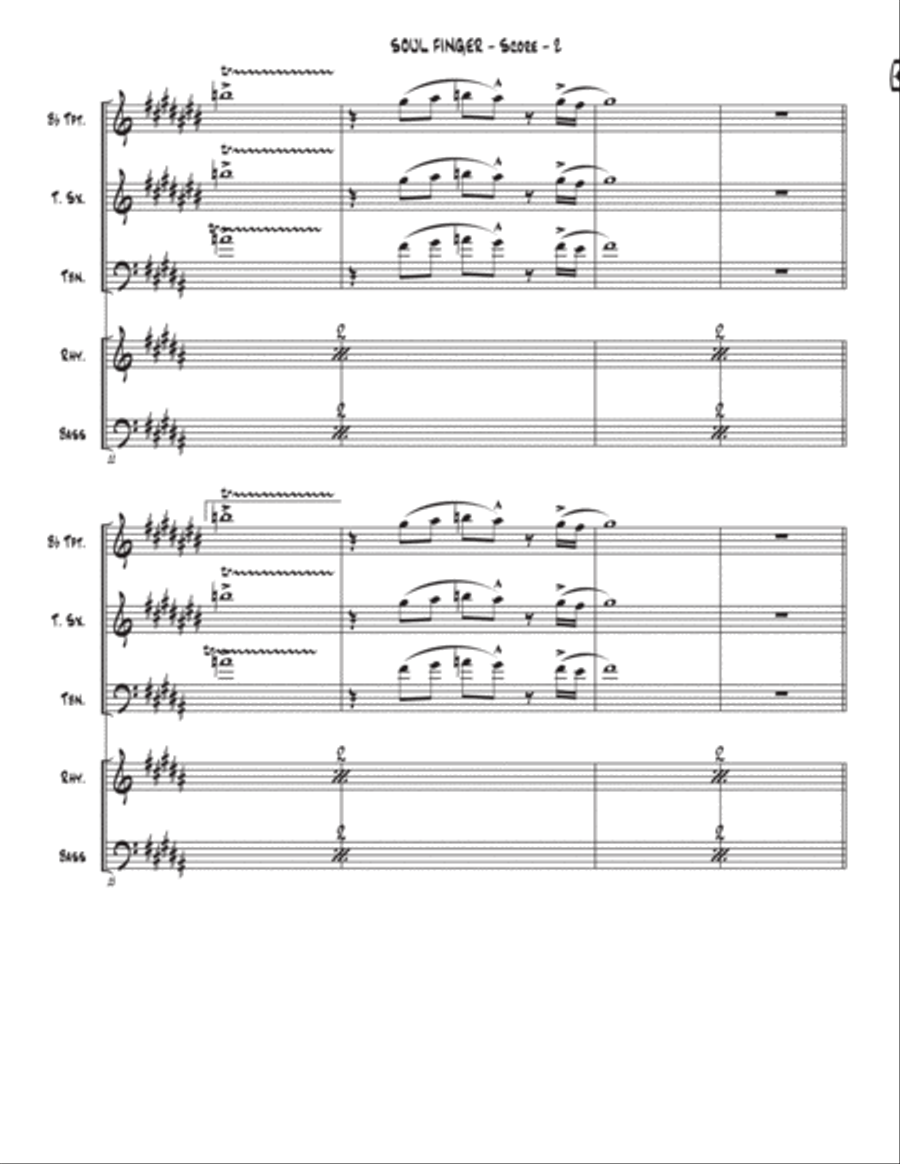 Soul Finger Tenor Saxophone scores gallery preview page 2