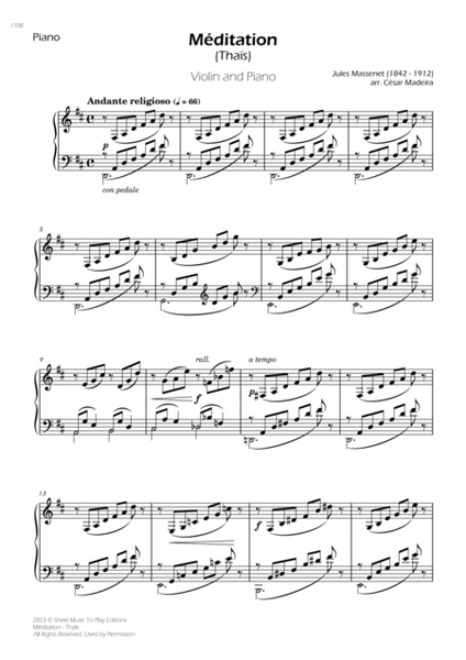 Meditation from Thais - Violin and Piano (Individual Parts) image number null