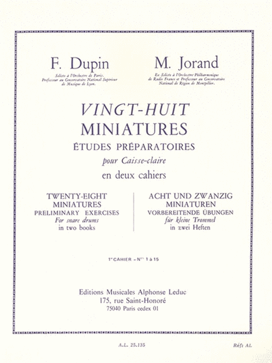 Francois Dupin Et Marcel Jorand - Vingt-huit Miniatures Pour Caisse Claire, Vol. 1