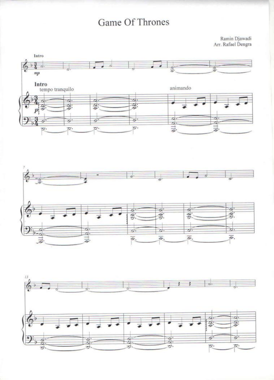 Game Of Thrones Game Of Thrones Violin Solo scores gallery preview page 1