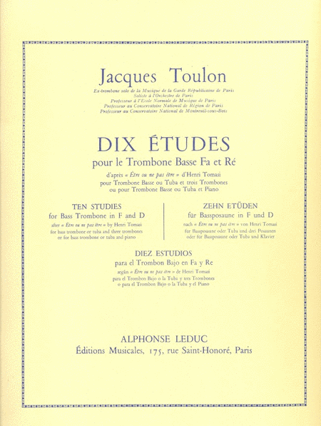 Toulon 10 Etudes Bass Trombone Book