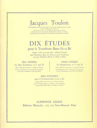 Book cover for Toulon 10 Etudes Bass Trombone Book