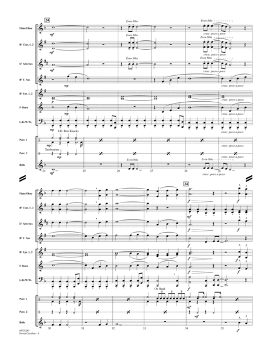 Sweet Caroline - Conductor Score (Full Score) Concert Band scores gallery preview page 4