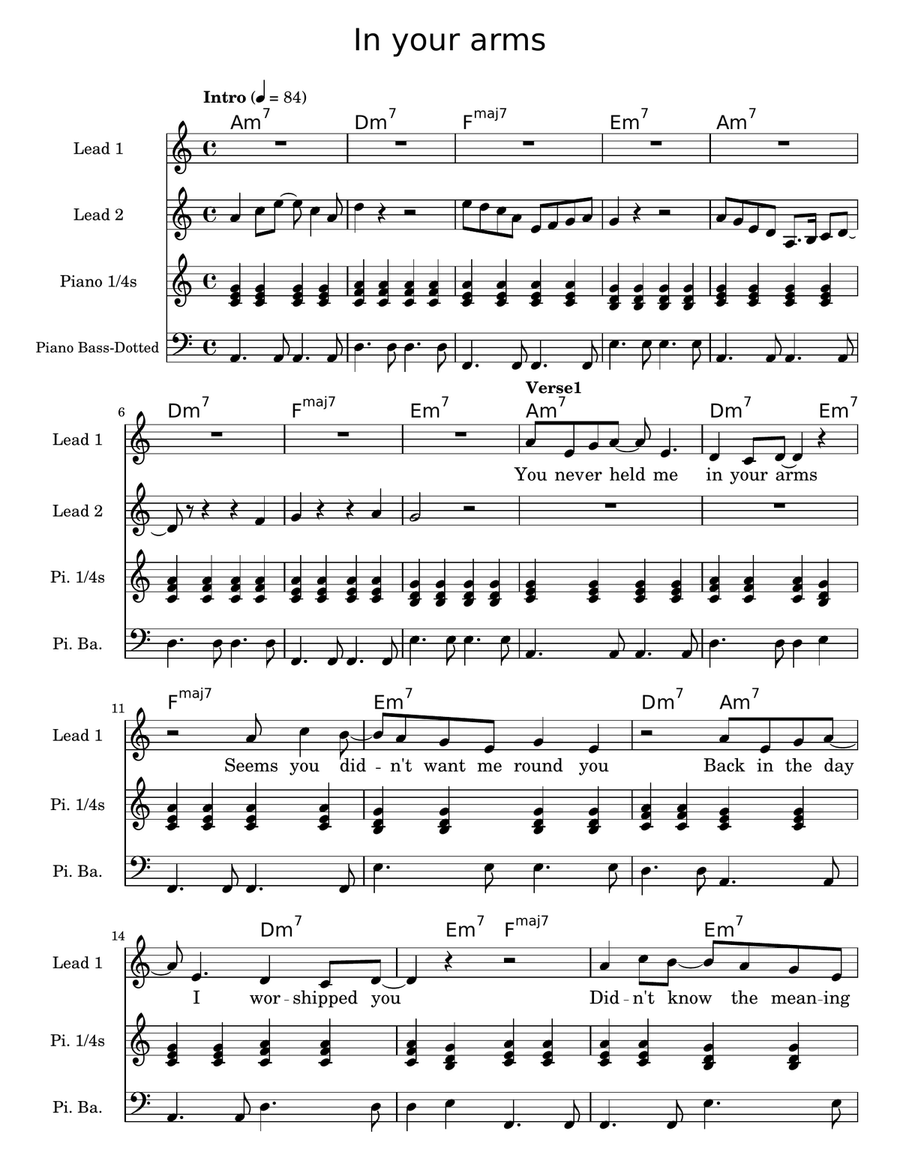 In Your Arms Piano, Vocal scores gallery preview page 1