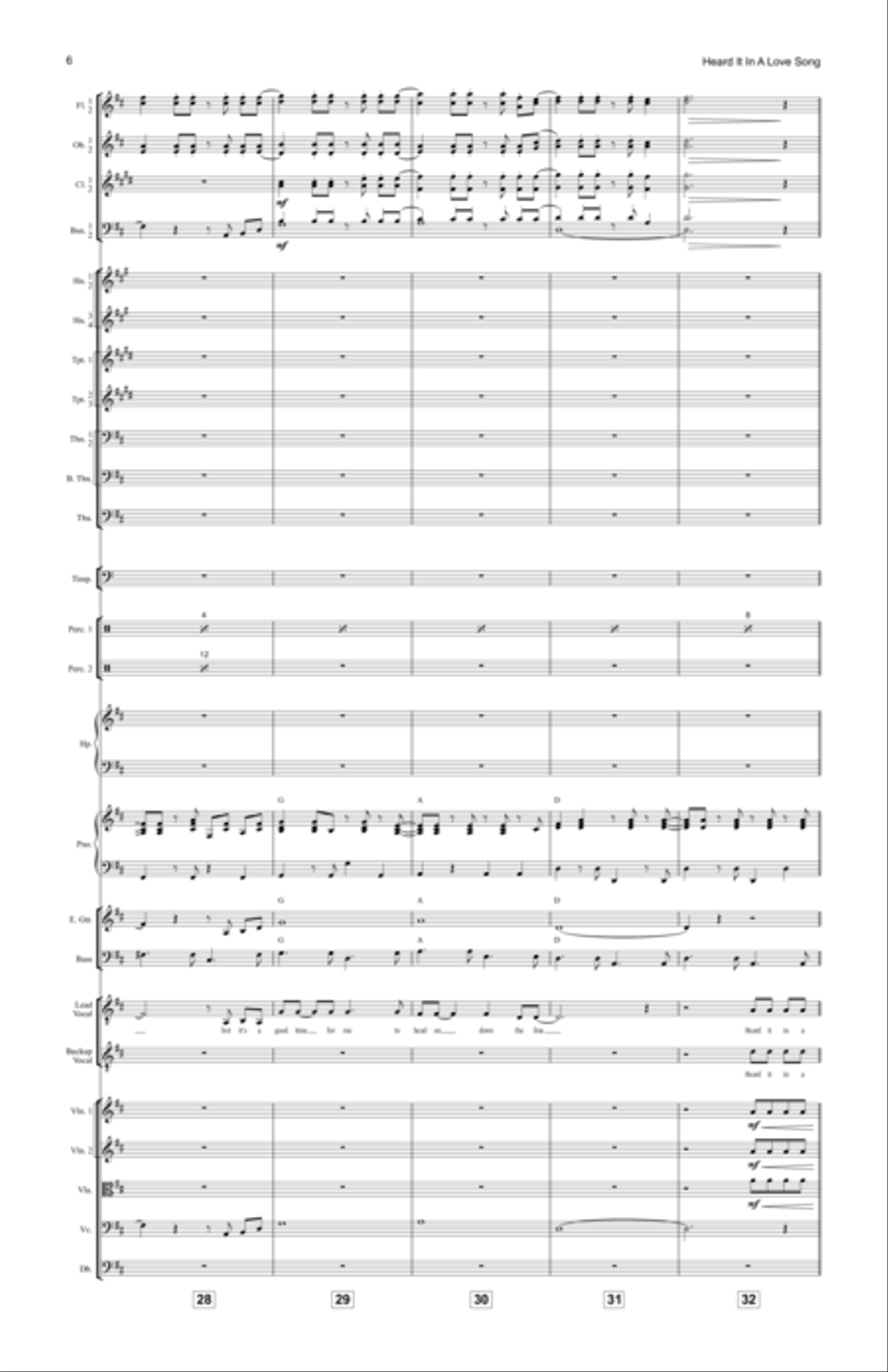Heard It In A Love Song Full Orchestra scores gallery preview page 6