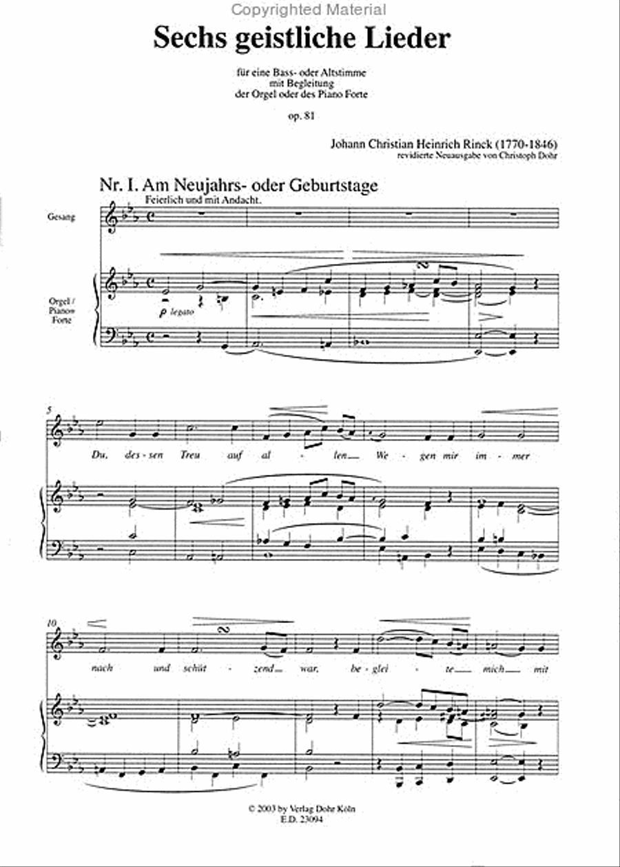 Sechs geistliche Lieder op. 81 (1826) -für eine Bass- oder Altstimme mit Begleitung der Orgel oder des Pianoforte- Piano scores gallery preview page 2