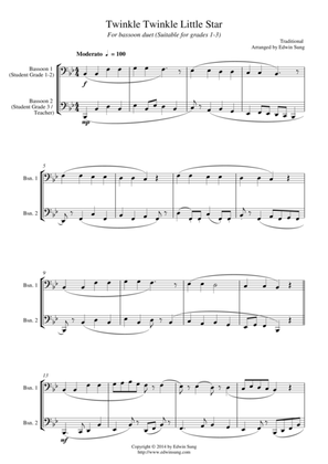 Twinkle Twinkle Little Star (for bassoon duet, suitable for grades 1-3)