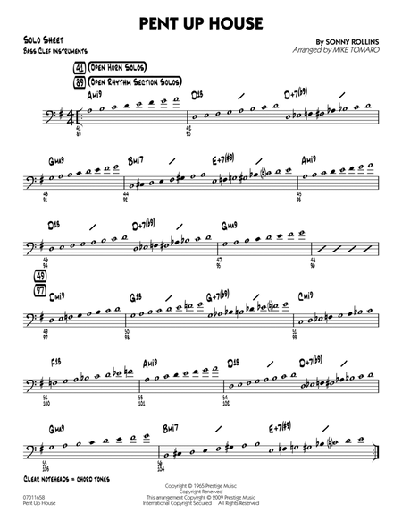 Pent Up House - Bass Clef Solo Sheet
