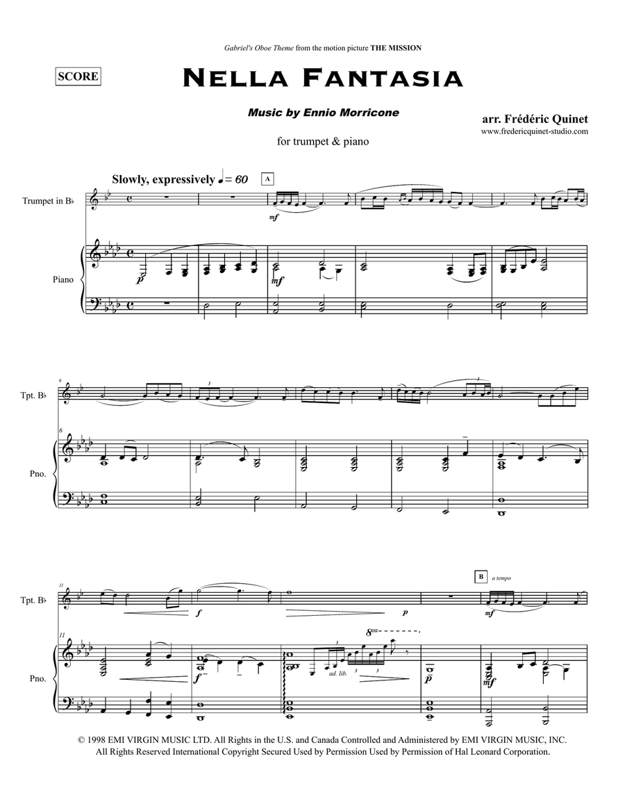 Nella Fantasia Trumpet Solo scores gallery preview page 3