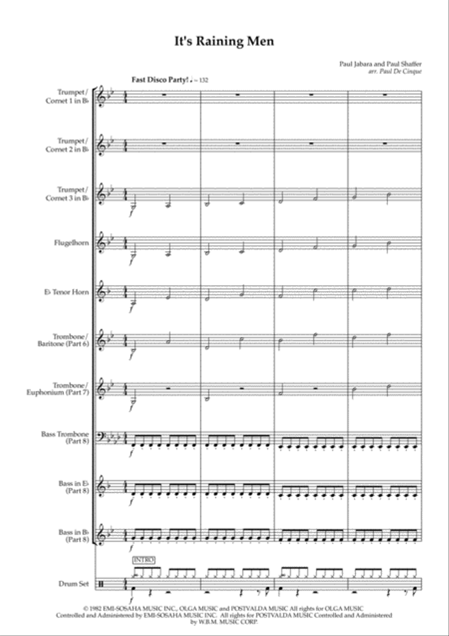It's Raining Men Brass Ensemble scores gallery preview page 1