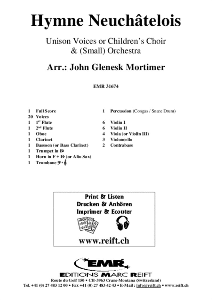 Hymne Neuchatelois Hymne Neuchatelois Unison Choir scores gallery preview page 2