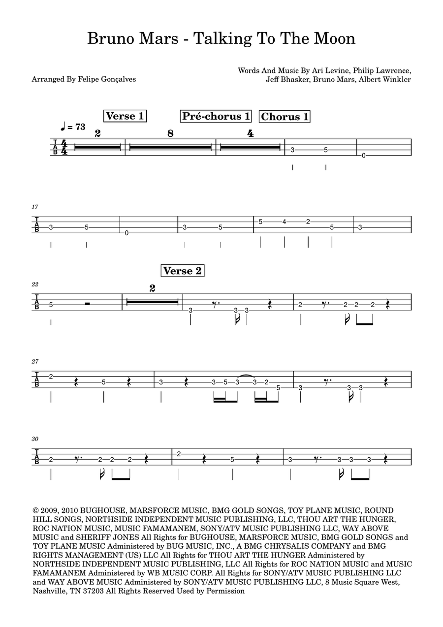 Talking To The Moon Guitar Tablature scores gallery preview page 1