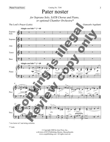 Pater Noster (Preghiera) (Piano/Vocal Score)