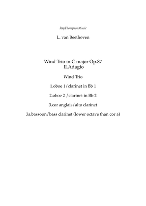 Beethoven: Wind Trio in C Major Op.87 Mvt.II Adagio - mixed woodwind trio
