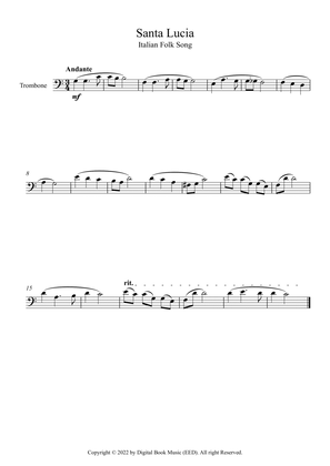 Book cover for Santa Lucia - Italian Folk Song (Trombone)