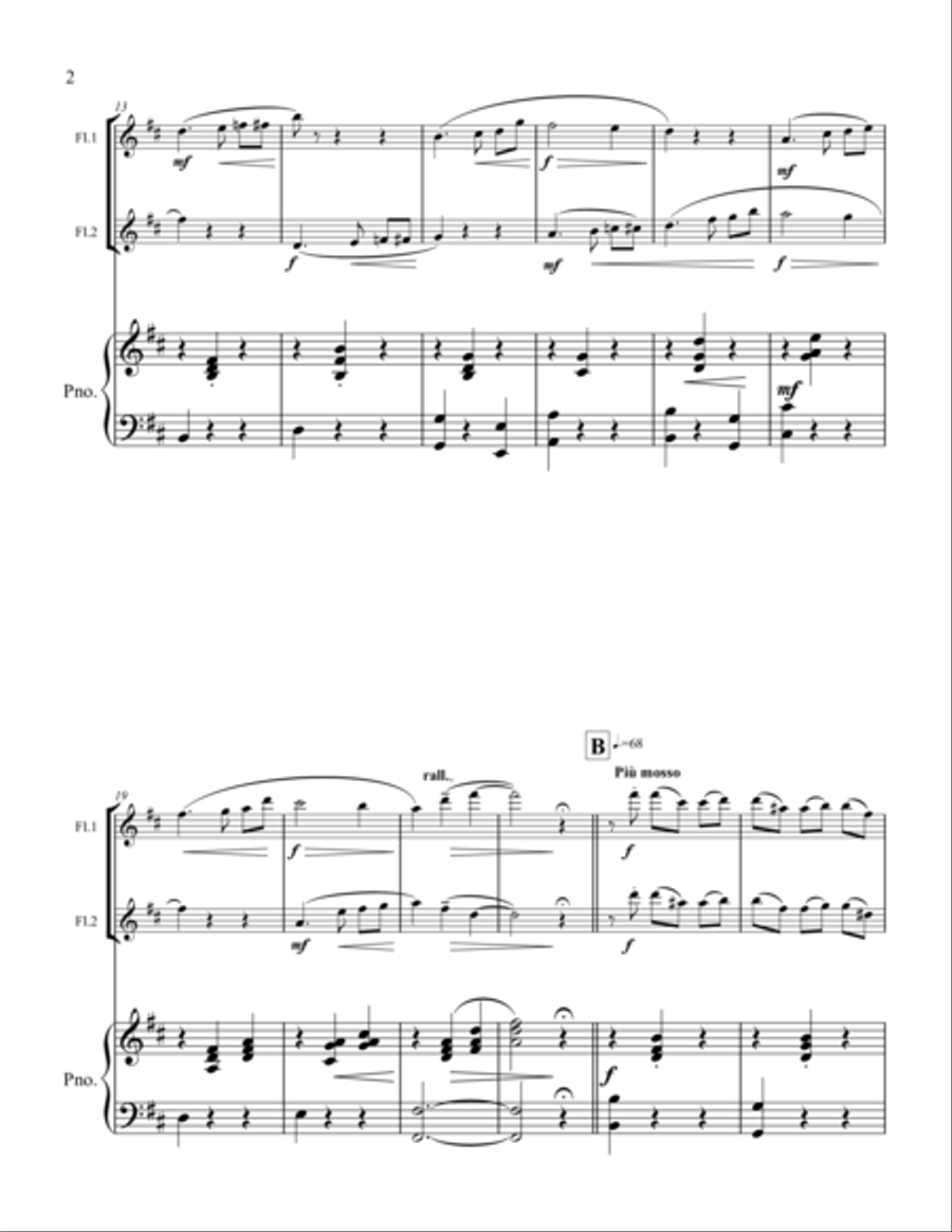 Butterflies for two flutes & piano Flute Duet scores gallery preview page 3