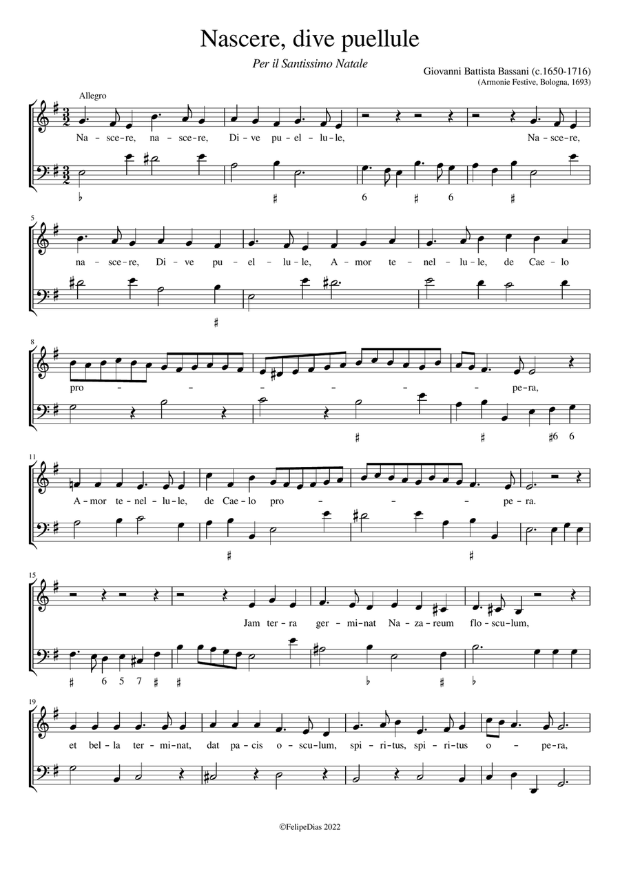Nascere dive puellule (Em) Voice Solo scores gallery preview page 1