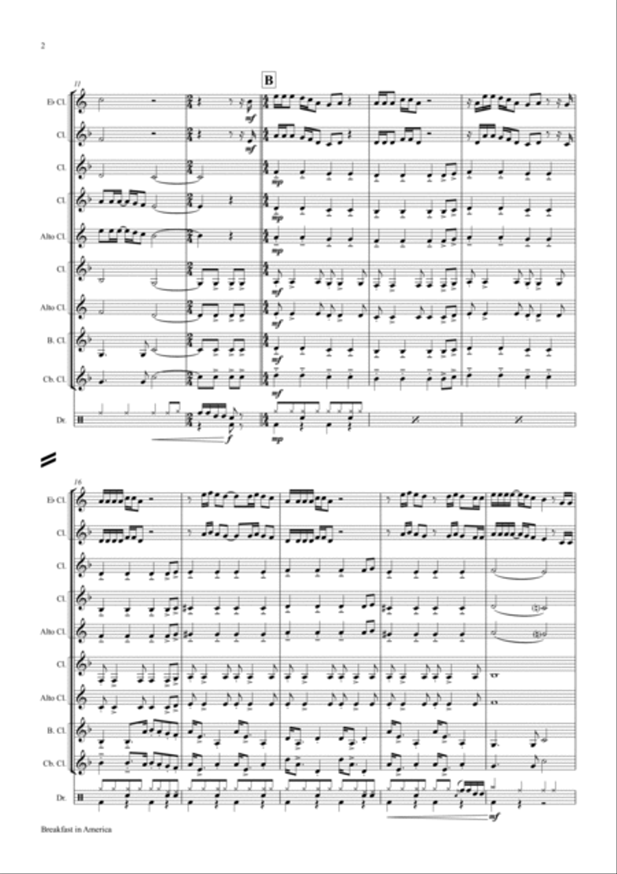 Breakfast In America Clarinet Quintet scores gallery preview page 2